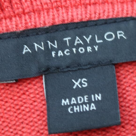 Ann Taylor Orange Red Stand Up Ruffle Collar & Cuff Cotton Blend Sweater Sz XS - Picture 6 of 7